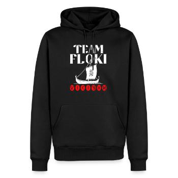 Team Floki der Schiffsbauer - Männer Premium Bio Hoodie - Schwarz - Vorne - Nico (187cm)