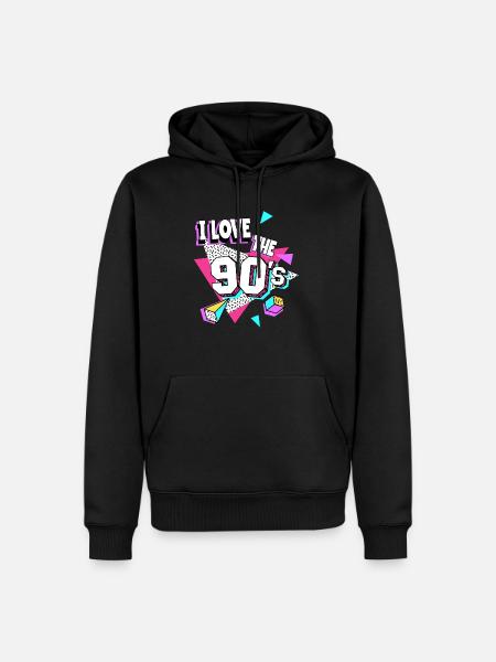 90er Jahre I Love The 90s - Männer Premium Bio Hoodie - Schwarz