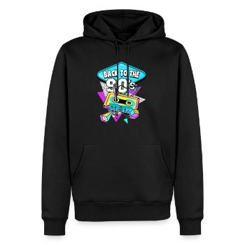 Retour des années 90 aux années 90 - Sweat à capuche Premium bio Homme - noir - Devant - Nico (187cm)