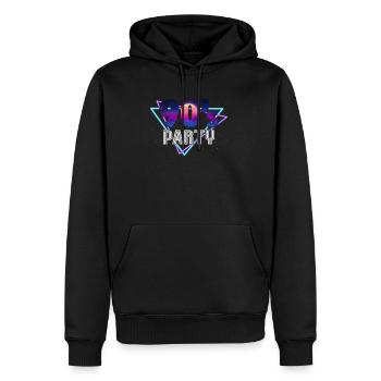 Fête des années 90 années 90 - Sweat à capuche Premium bio Homme - noir - Devant - Nico (187cm)