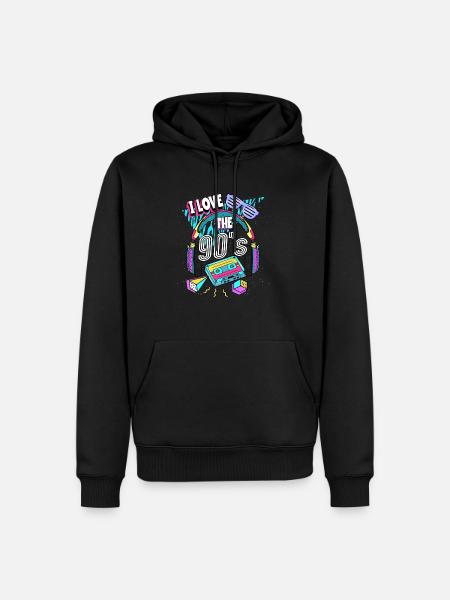 Jaren 90 Ik hou van de jaren 90 - Mannen Premium Bio hoodie - zwart