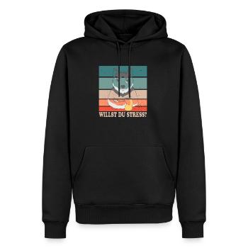 Willst Du Stress? Design für Husky Fans - Männer Premium Bio Hoodie - Schwarz - Vorne - Nico (187cm)