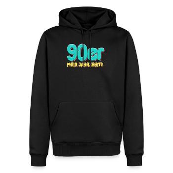 90er Jahre - Männer Premium Bio Hoodie - Schwarz - Vorne - Nico (187cm)