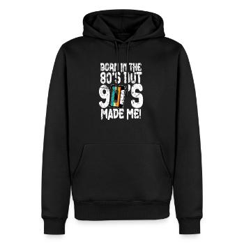 Les années 80 nées dans les années 80 - Sweat à capuche Premium bio Homme - noir - Devant - Nico (187cm)