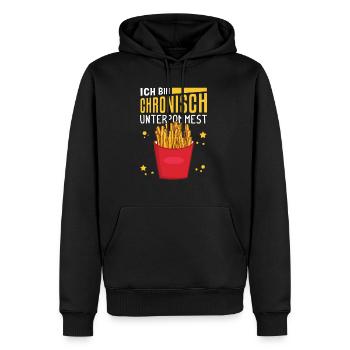 Ich bin chronisch UNTERPOMMEST - Pommes Fritten - Männer Premium Bio Hoodie - Schwarz - Vorne - Nico (187cm)