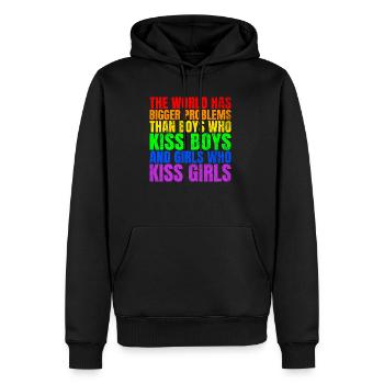 Le monde a de plus gros problèmes que les personnes LGBTQ+ - Sweat à capuche Premium bio Homme - noir - Devant - Nico (187cm)