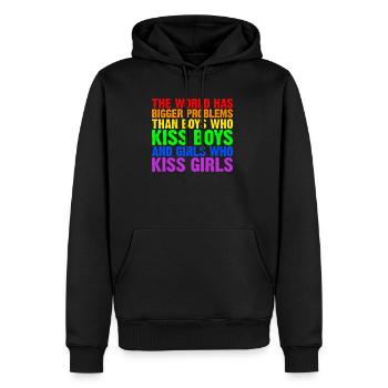 Le monde a de plus gros problèmes que les personnes LGBTQ+ - Sweat à capuche Premium bio Homme - noir - Devant - Nico (187cm)