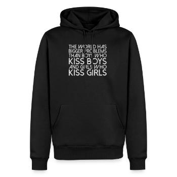 Le monde a de plus gros problèmes que les personnes LGBTQ+ - Sweat à capuche Premium bio Homme - noir - Devant - Nico (187cm)