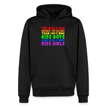 Le monde a de plus gros problèmes que les personnes LGBTQ+ - Sweat à capuche Premium bio Homme - noir - Devant - Nico (187cm)