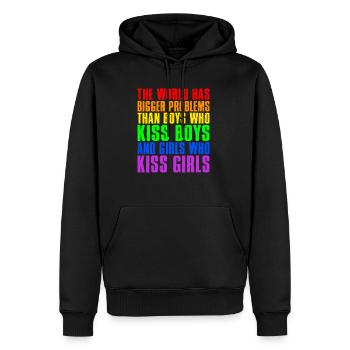 Le monde a de plus gros problèmes que les personnes LGBTQ+ - Sweat à capuche Premium bio Homme - noir - Devant - Nico (187cm)