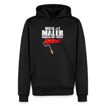Maler - Männer Premium Bio Hoodie - Schwarz - Vorne - Nico (187cm)