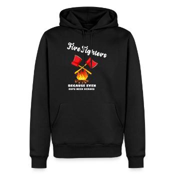 Feuerwehrleute Weil auch Polizisten Helden brauche - Männer Premium Bio Hoodie - Schwarz - Vorne - Nico (187cm)