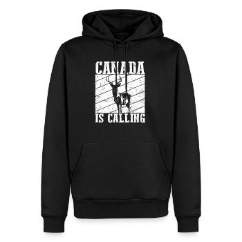 Canada Is Calling - Kanada Elch Elk Backpacker Wan - Männer Premium Bio Hoodie - Schwarz - Vorne - Nico (187cm)