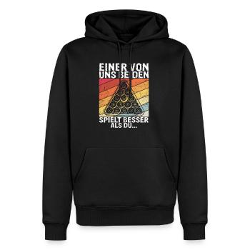 Billard - Einer von uns beiden spielt besser als d - Männer Premium Bio Hoodie - Schwarz - Vorne - Nico (187cm)