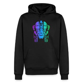 Affe DJ mit Kopfhörer und Sonnenbrille Geschenk Pa - Männer Premium Bio Hoodie - Schwarz - Vorne - Nico (187cm)