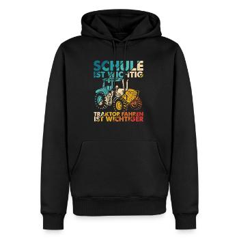 Traktor Spruch Schule Ist Wichtig Traktor Jungen T - Männer Premium Bio Hoodie - Schwarz - Vorne - Nico (187cm)