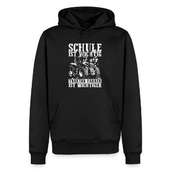 Traktor Spruch Schule Ist Wichtig Traktor Jungen T - Männer Premium Bio Hoodie - Schwarz - Vorne - Nico (187cm)