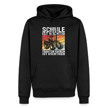 Traktor Spruch Schule Ist Wichtig Traktor Jungen T - Männer Premium Bio Hoodie - Schwarz - Vorne - Nico (187cm)