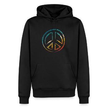Vintage Peace Zeichen Frieden Symbol Retro Peace H - Männer Premium Bio Hoodie - Schwarz - Vorne - Nico (187cm)