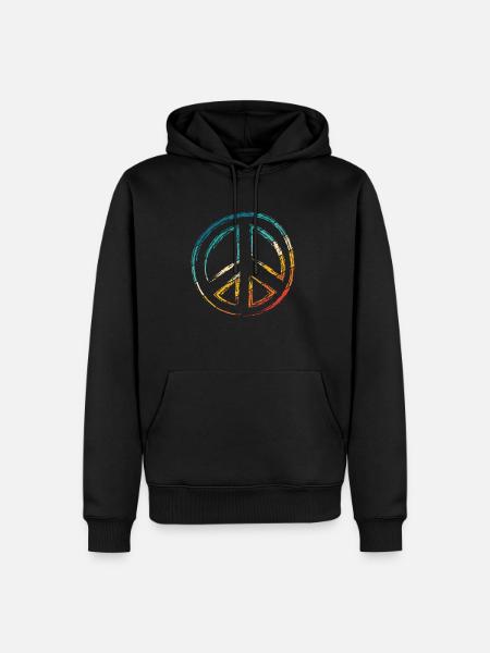 Friedenszeichen - Peace Frieden - Männer Premium Bio Hoodie - Schwarz
