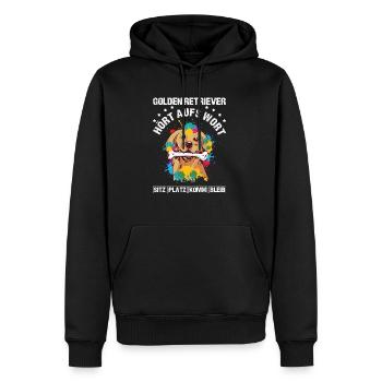 Golden Retriever - Hört aufs Wort Spruch Golden Re - Männer Premium Bio Hoodie - Schwarz - Vorne - Nico (187cm)