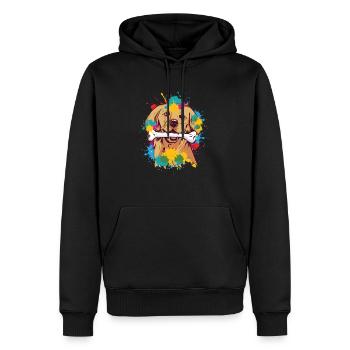 Golden Retriever Pop Art Motiv für Hundebesitzer G - Männer Premium Bio Hoodie - Schwarz - Vorne - Nico (187cm)