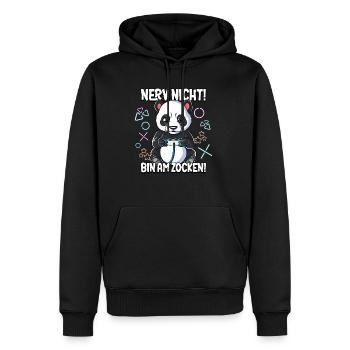 Zocken Gaming Nerv Nicht Bin Am Zocken - Männer Premium Bio Hoodie - Schwarz - Vorne - Nico (187cm)
