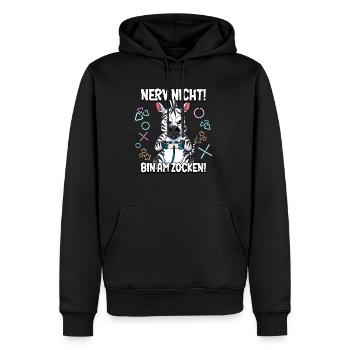 Zocken Gaming Nerv Nicht Bin Am Zocken - Männer Premium Bio Hoodie - Schwarz - Vorne - Nico (187cm)