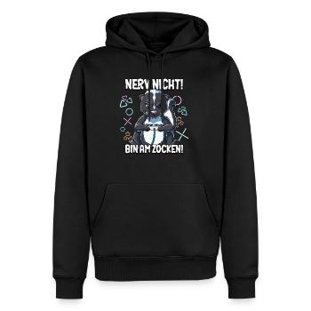 Zocken Gaming Nerv Nicht Bin Am Zocken - Männer Premium Bio Hoodie - Schwarz - Vorne - Nico (187cm)