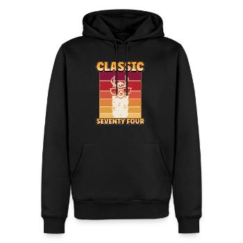 LLama Classic Number 74 Born in 1974 Turning 74 - Men’s Premium Organic Hoodie - black - Front - Nico (187cm)