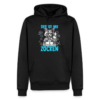 Zocken Gaming Der Tut Nix Der Will Nur Zocken - Männer Premium Bio Hoodie - Schwarz - Vorne - Nico (187cm)