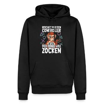 Videospiel Gaming Affe Zocken - Männer Premium Bio Hoodie - Schwarz - Vorne - Nico (187cm)