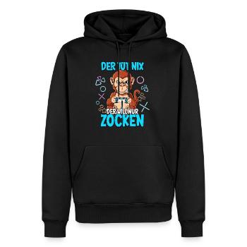 Zocken Gaming Der Tut Nix Der Will Nur Zocken - Männer Premium Bio Hoodie - Schwarz - Vorne - Nico (187cm)
