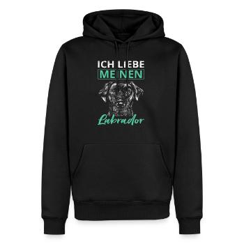 Labrador Hund Hundebesitzer Ich liebe meinen Labra - Männer Premium Bio Hoodie - Schwarz - Vorne - Nico (187cm)
