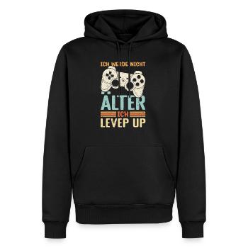 Ich werde nicht Älter Ich Level Up | Gaming Konsol - Männer Premium Bio Hoodie - Schwarz - Vorne - Nico (187cm)