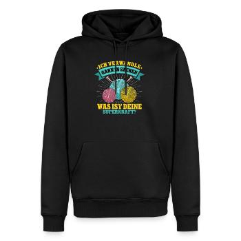 Häkeln - Männer Premium Bio Hoodie - Schwarz - Vorne - Nico (187cm)