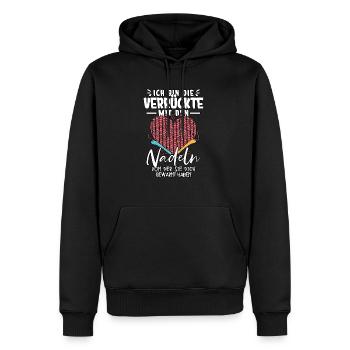 Häkeln - Männer Premium Bio Hoodie - Schwarz - Vorne - Nico (187cm)