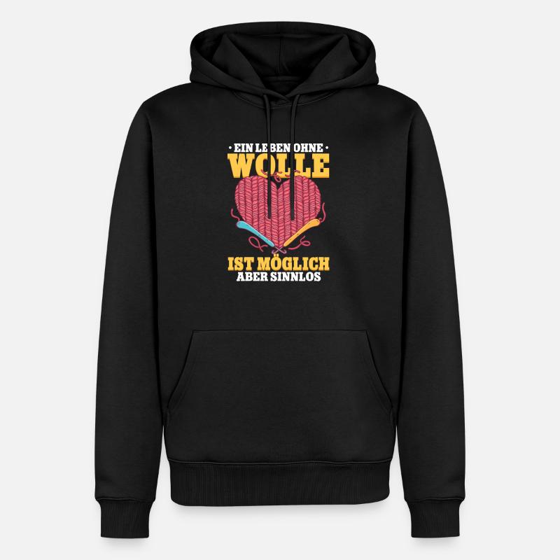Häkeln - Männer Premium Bio Hoodie - Schwarz