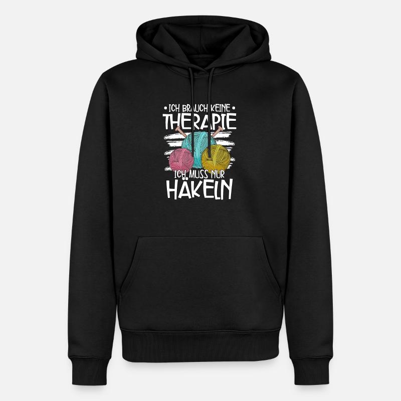 Häkeln - Männer Premium Bio Hoodie - Schwarz