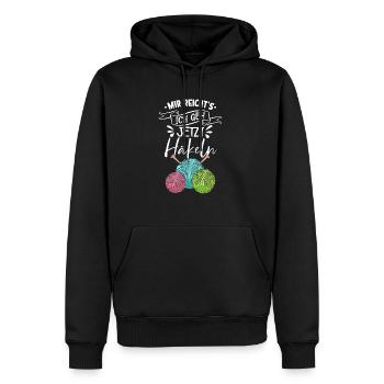 Häkeln - Männer Premium Bio Hoodie - Schwarz - Vorne - Nico (187cm)