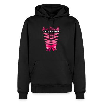 Mei Dirndl Hob I Ned Gfundn - Männer Premium Bio Hoodie - Schwarz - Vorne - Nico (187cm)