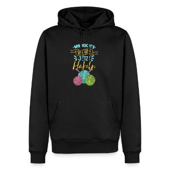 Häkeln - Männer Premium Bio Hoodie - Schwarz - Vorne - Nico (187cm)
