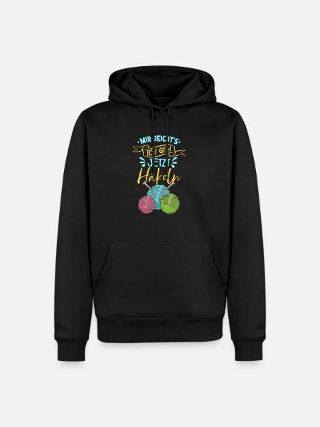 Häkeln - Männer Premium Bio Hoodie - Schwarz