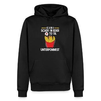 Ich bin schon wieder total unterpommest - Pommes F - Männer Premium Bio Hoodie - Schwarz - Vorne - Nico (187cm)