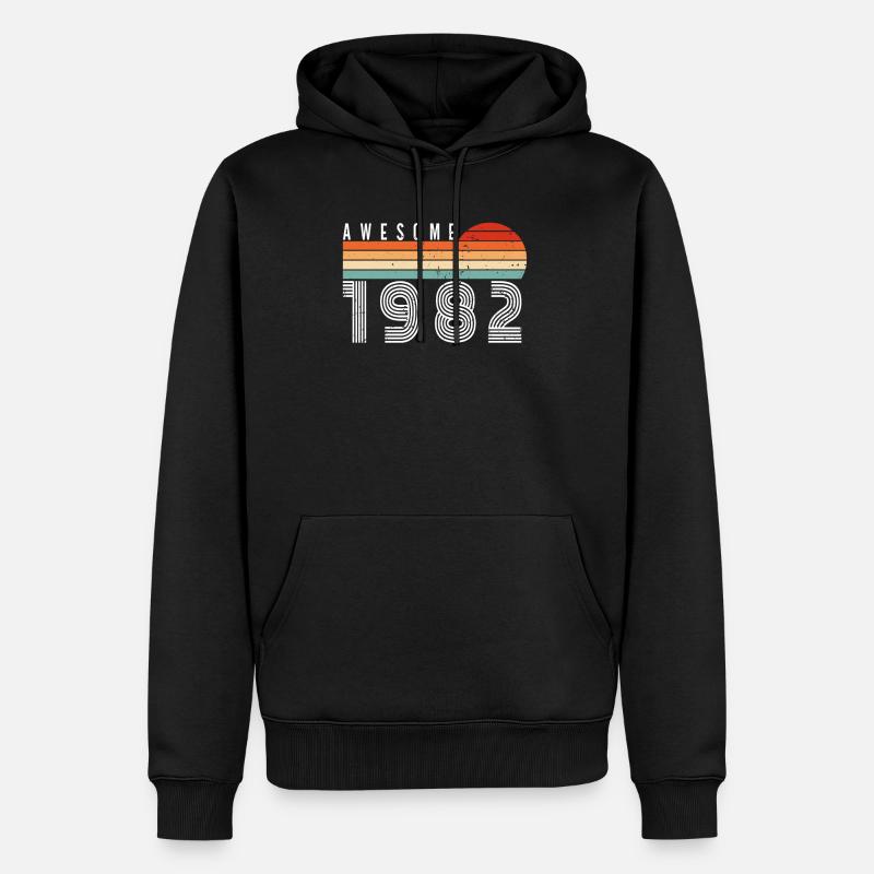 Anniversaire de 1982 - Sweat à capuche Premium bio Homme - noir