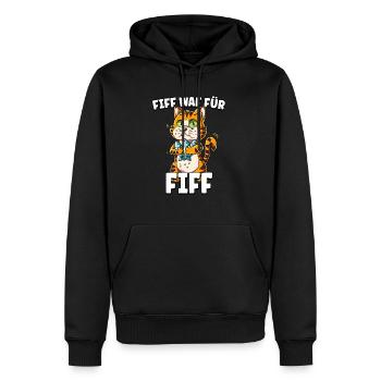 Katze Fisch - Männer Premium Bio Hoodie - Schwarz - Vorne - Nico (187cm)