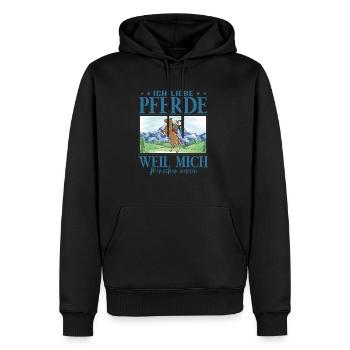 Ich liebe Pferde - Männer Premium Bio Hoodie - Schwarz - Vorne - Nico (187cm)