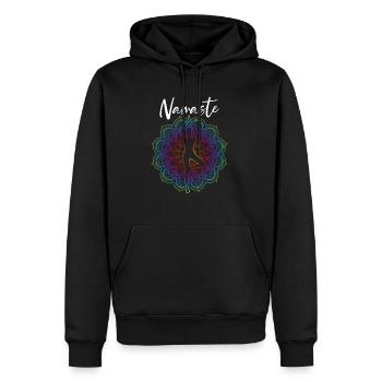 Yoga Namaste - Männer Premium Bio Hoodie - Schwarz - Vorne - Nico (187cm)