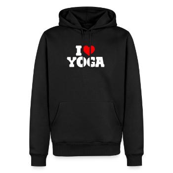 I Love Yoga - Männer Premium Bio Hoodie - Schwarz - Vorne - Nico (187cm)