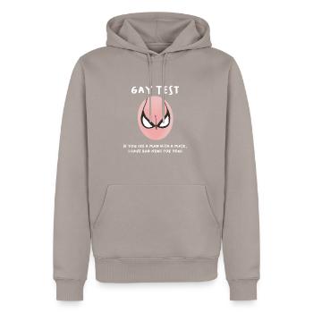 Gay Test - Männer Premium Bio Hoodie - Taupe - Vorne - Nico (187cm)